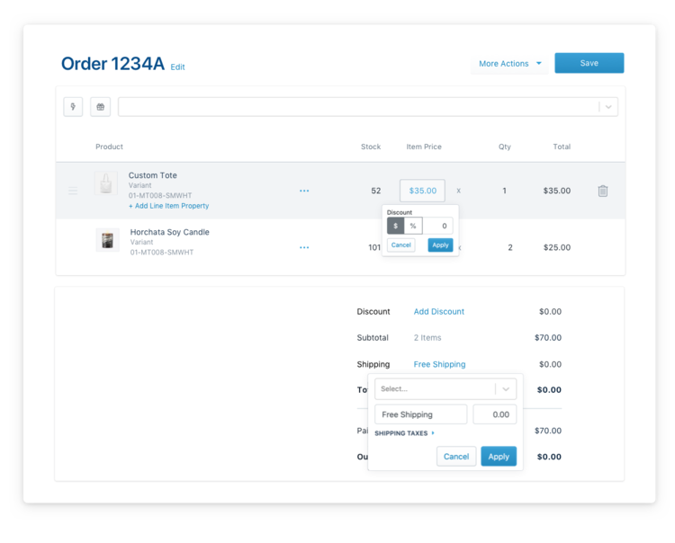 Edit Order Quick Sample