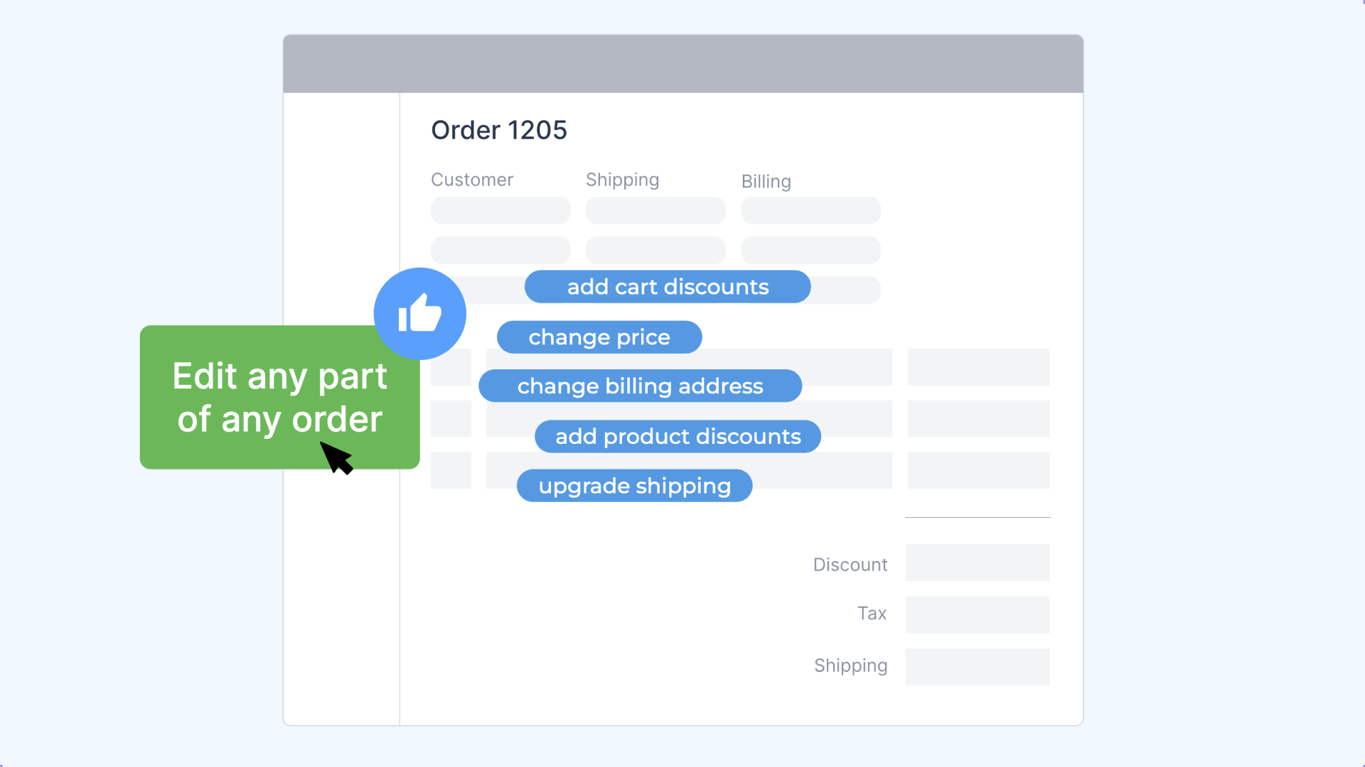 Order editing interface