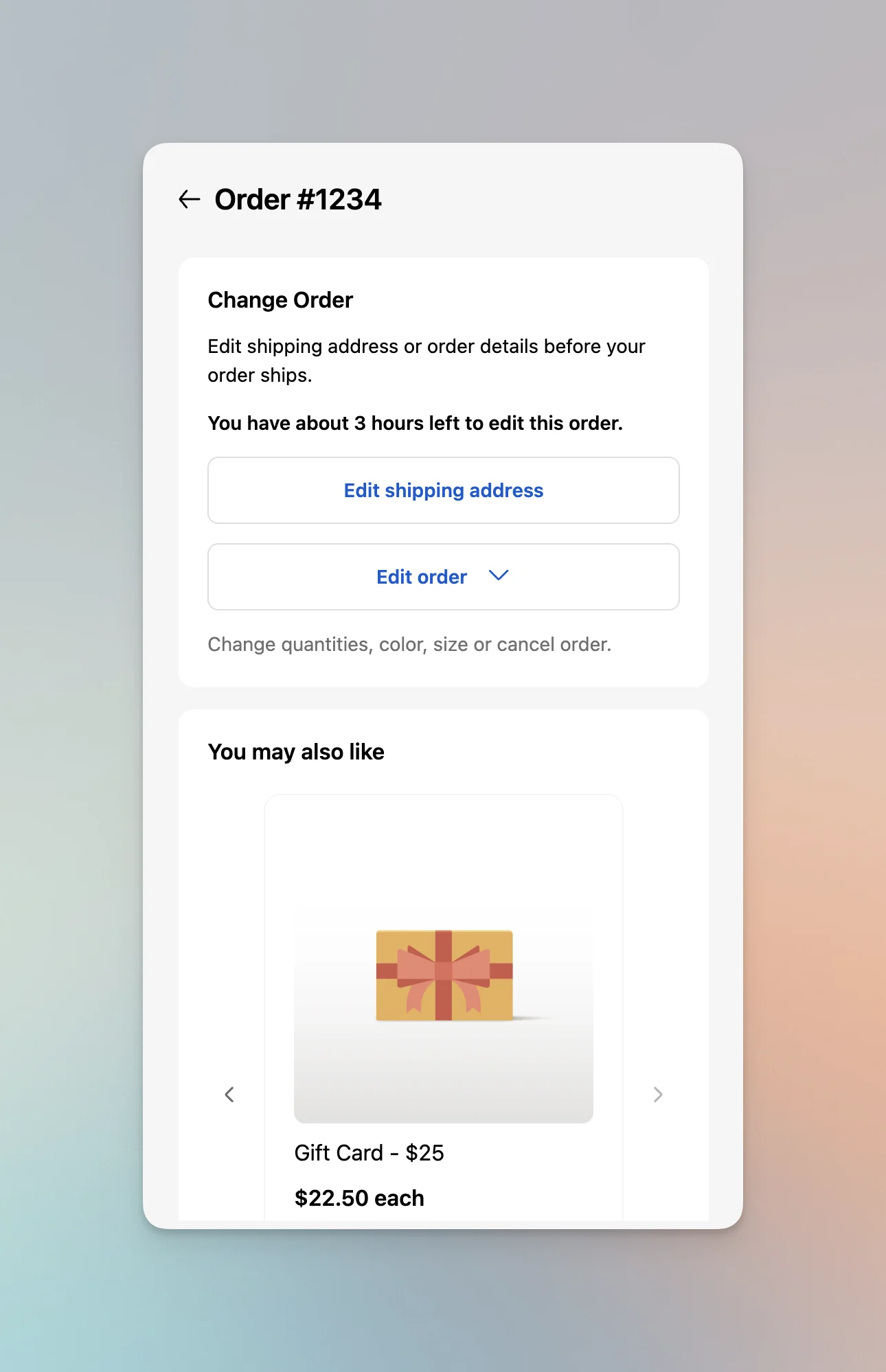 Mobile order editing interface